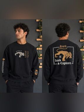 Huckberry x Roark Jamie Thomas Capsule Panther Graphic Crewneck Sweatshirt L